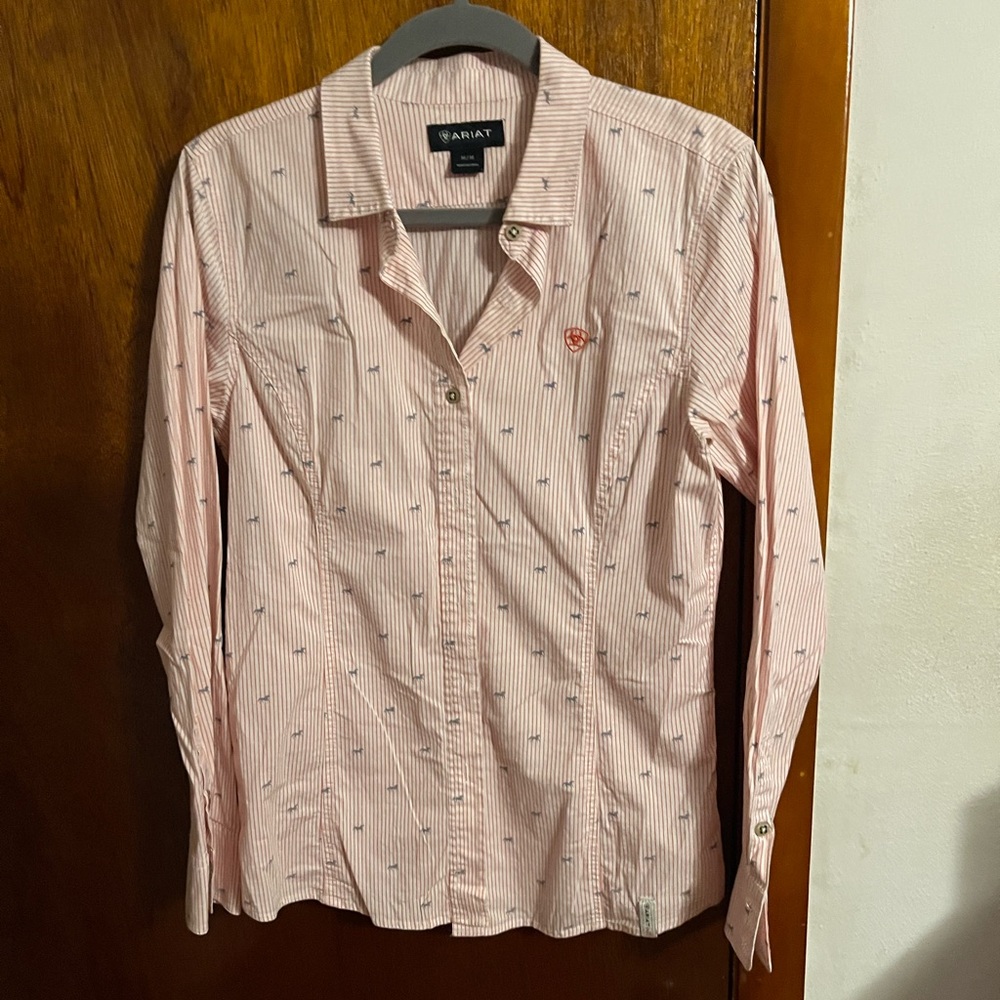 Ariat Women's Pink Striped Button Down Shirt